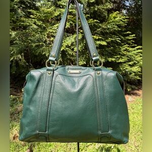 Michael Kors Fulton Large Shoulder Bag Hunter Green Pebbled Leather